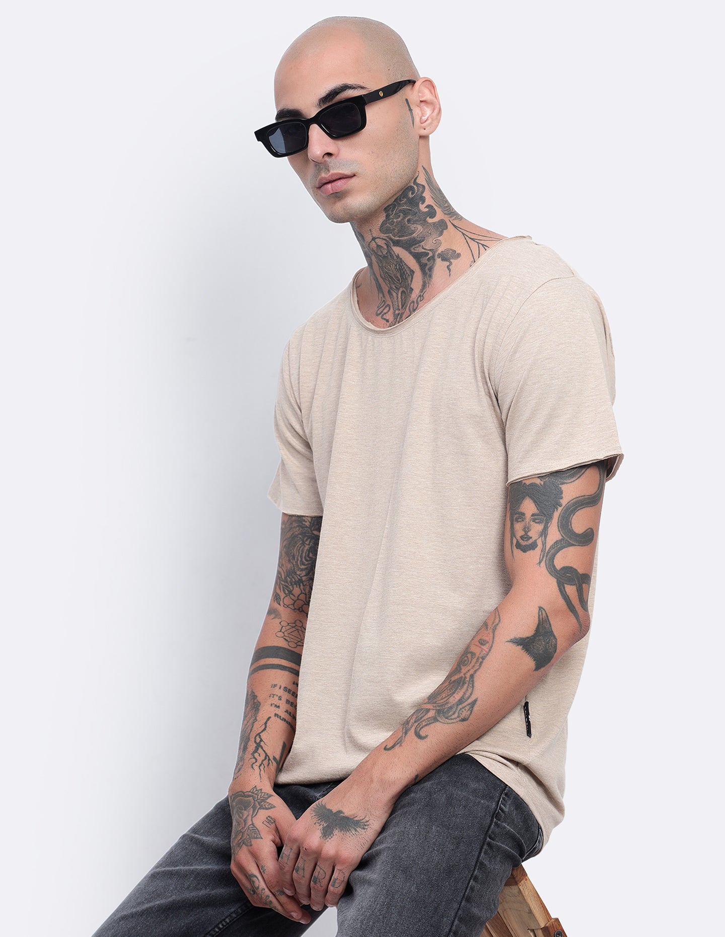 Melange Scoop Neck T-Shirt