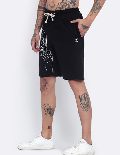 Smoking Skull Print Shorts