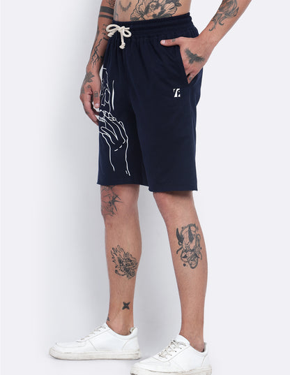 Smoking Skull Print Shorts